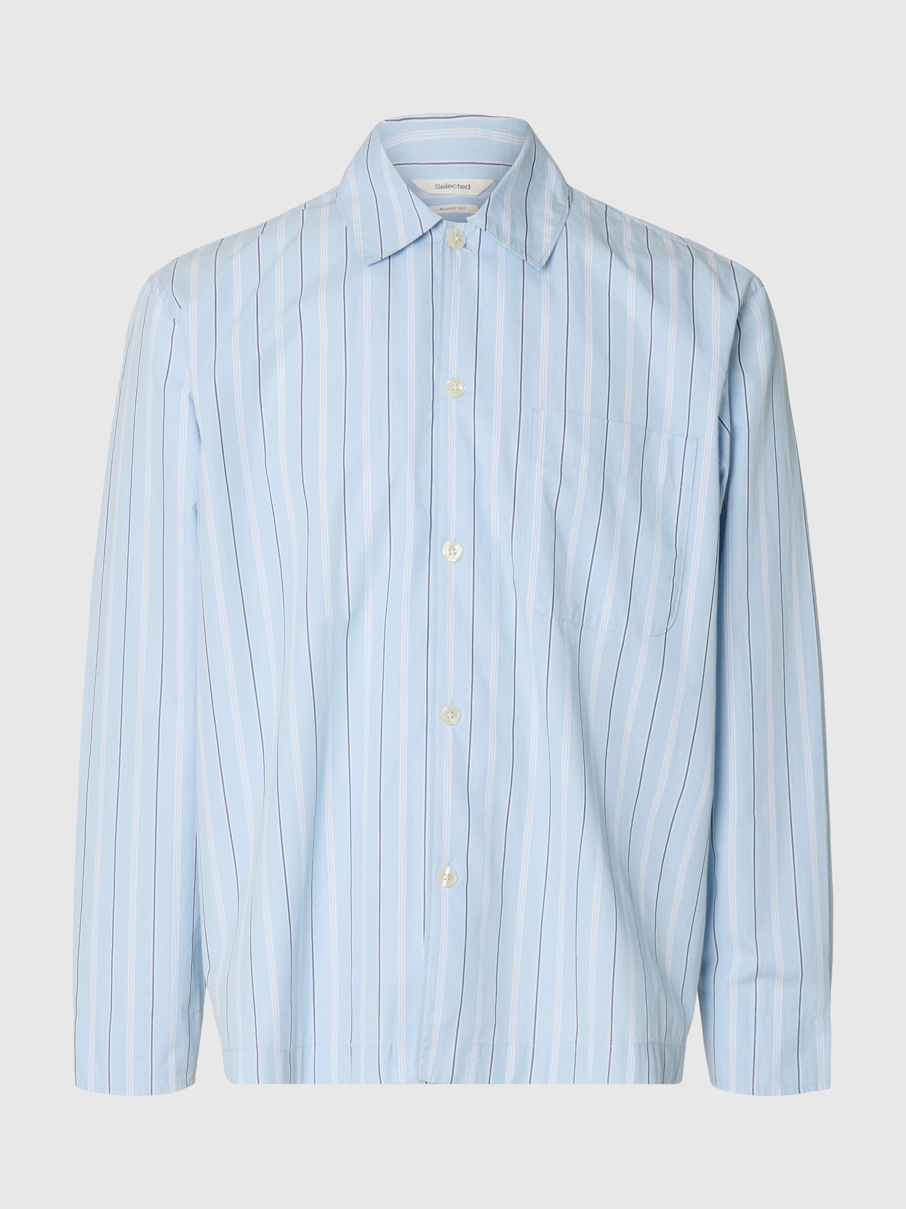 RELAXED FIT LANGERMET SKJORTE, Cashmere Blue, highres
