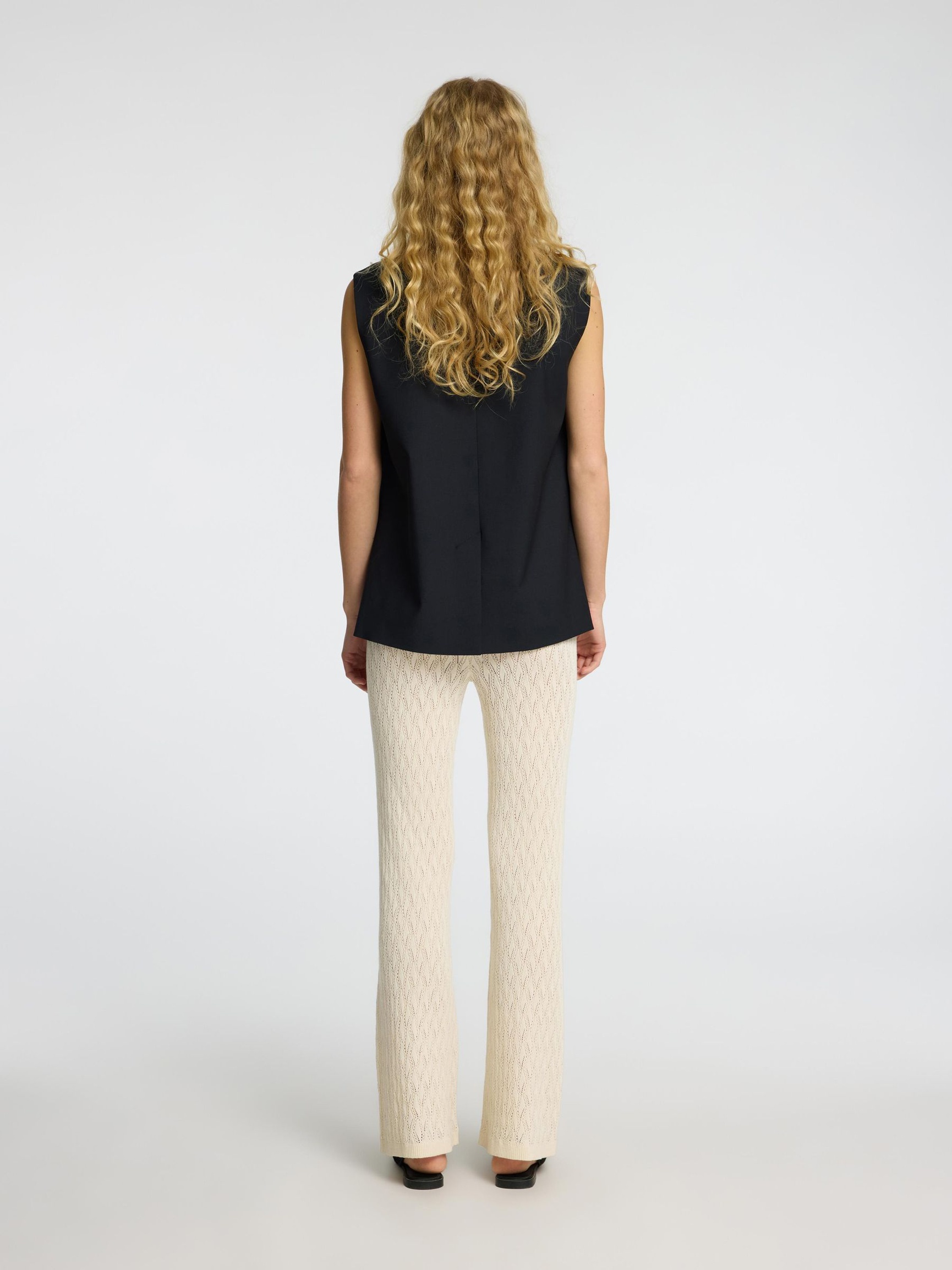 GEBREIDE HIGH-WAIST BROEK, Birch, highres