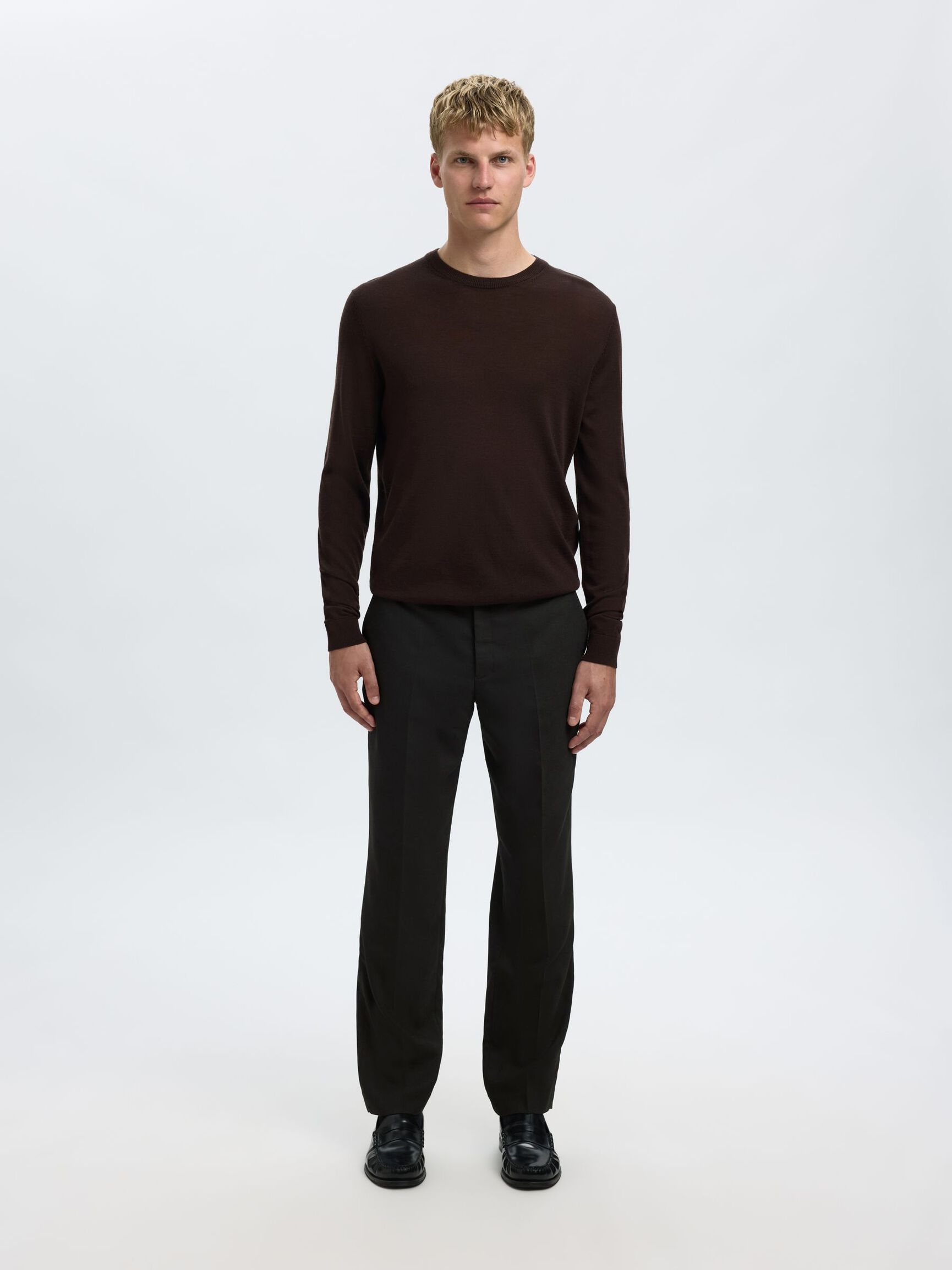 REGULAR FIT WOOL BLEND TROUSERS, Rosin, highres