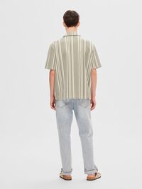 STRIPED SHORT SLEEVED SHIRT, Burnt Olive, highres