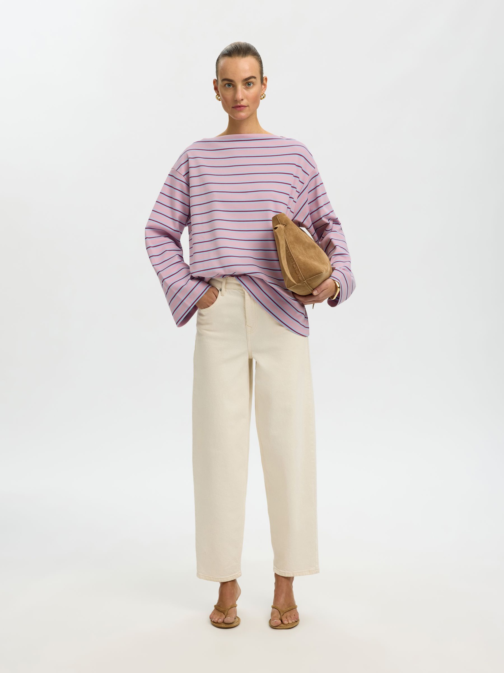 BOOTHALS TOP MET LANGE MOUWEN, Bleached Mauve, highres