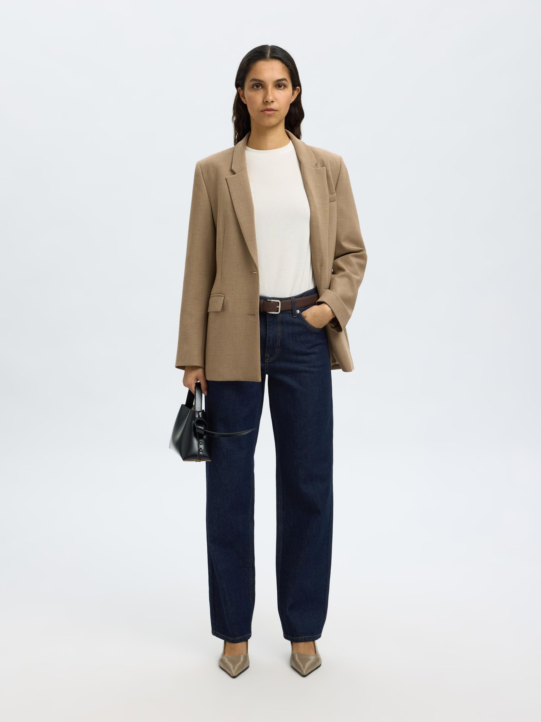 MID WAIST STRAIGHT FIT JEANS, Dark Blue Denim, highres