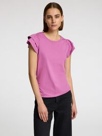 COTTON RUFFLED T-SHIRT, First Bloom, highres
