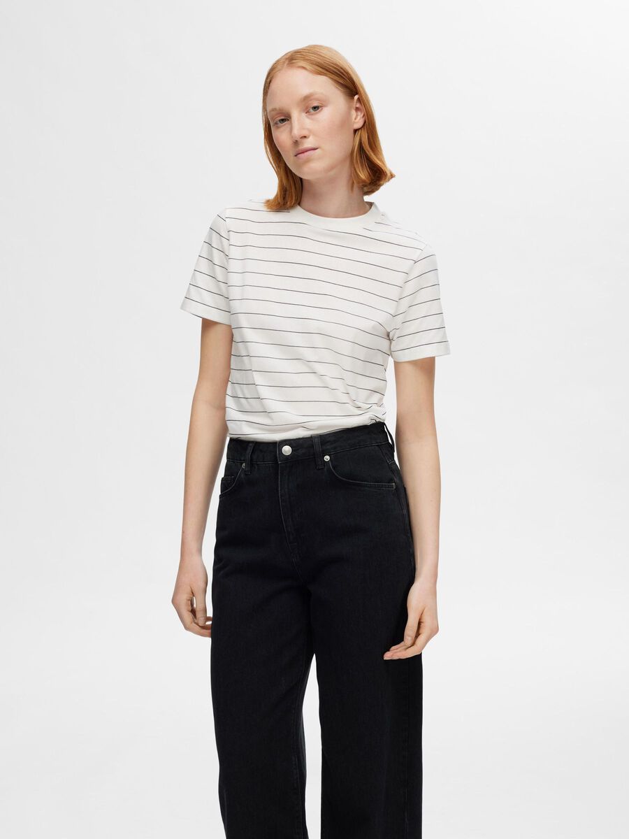 Selected GESTREIFTES BAUMWOLL T-SHIRT, Snow White, highres - 16097179_SnowWhite_1170387_003.jpg
