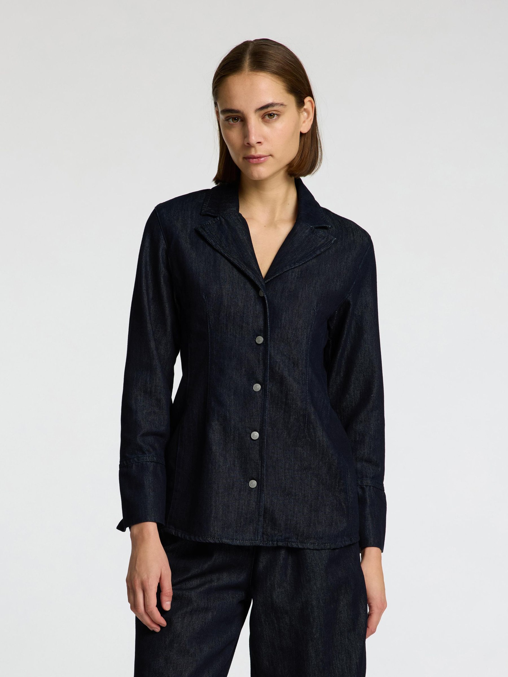 SKRÆDDERSYEDE DENIMSKJORTE, Dark Blue Denim, highres