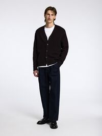 RELAXED FIT WOLLGEMISCH STRICKJACKE, Chocolate Torte, highres