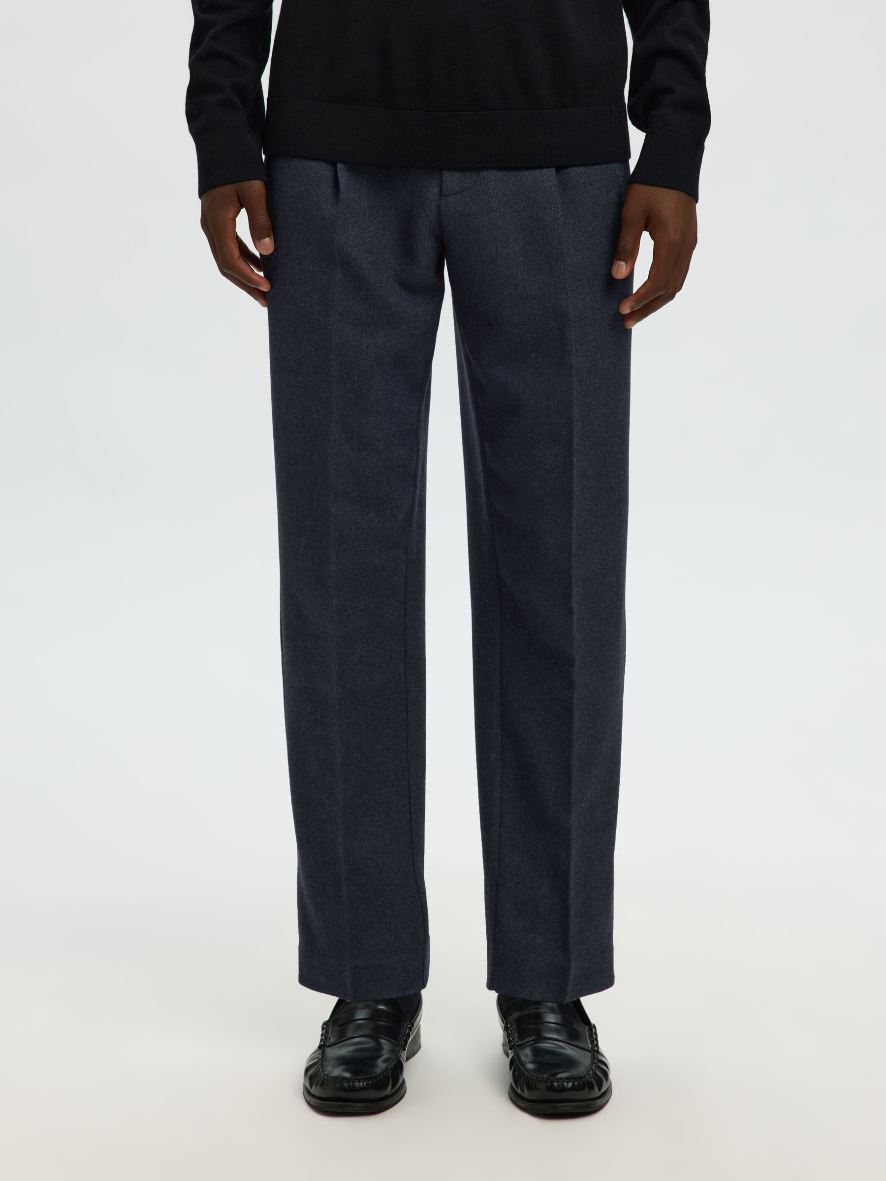 ULLBLANDNING AVSMALNANDE BYXOR, Dark Navy, highres