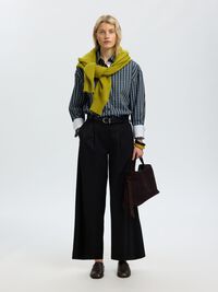 GEPLOOIDE HIGH-WAIST BROEK, Black, highres