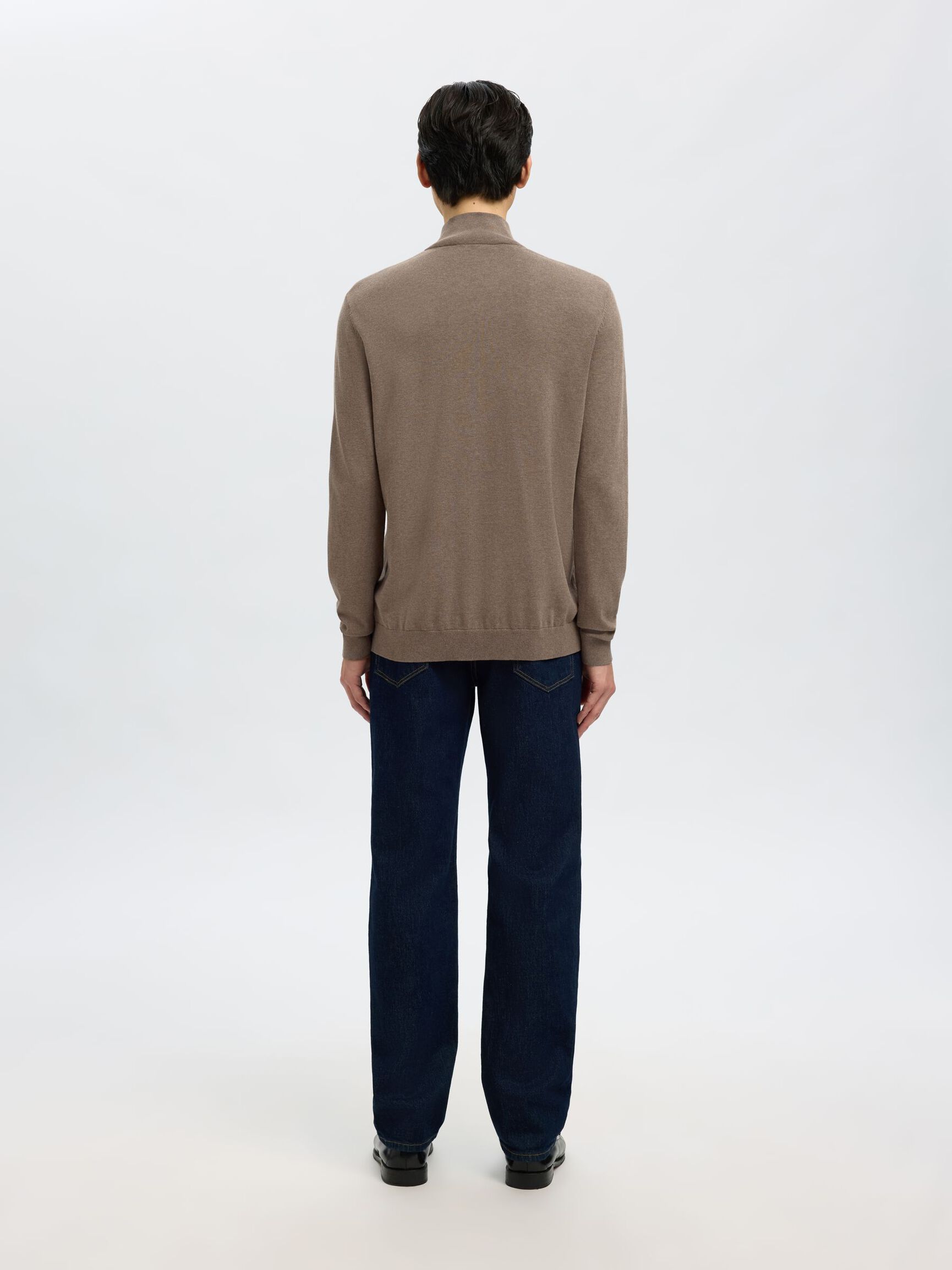 HALV GLIDELÅS STRIKKET PULLOVER, Teak, highres