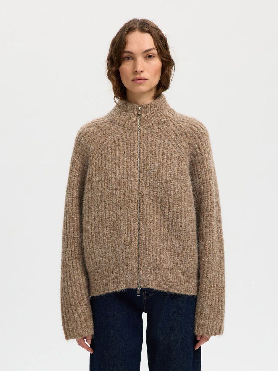 Product tile image - WOOL BLEND ZIP-FRONT CARDIGAN, Delicioso | 16098454_Delicioso_1208013