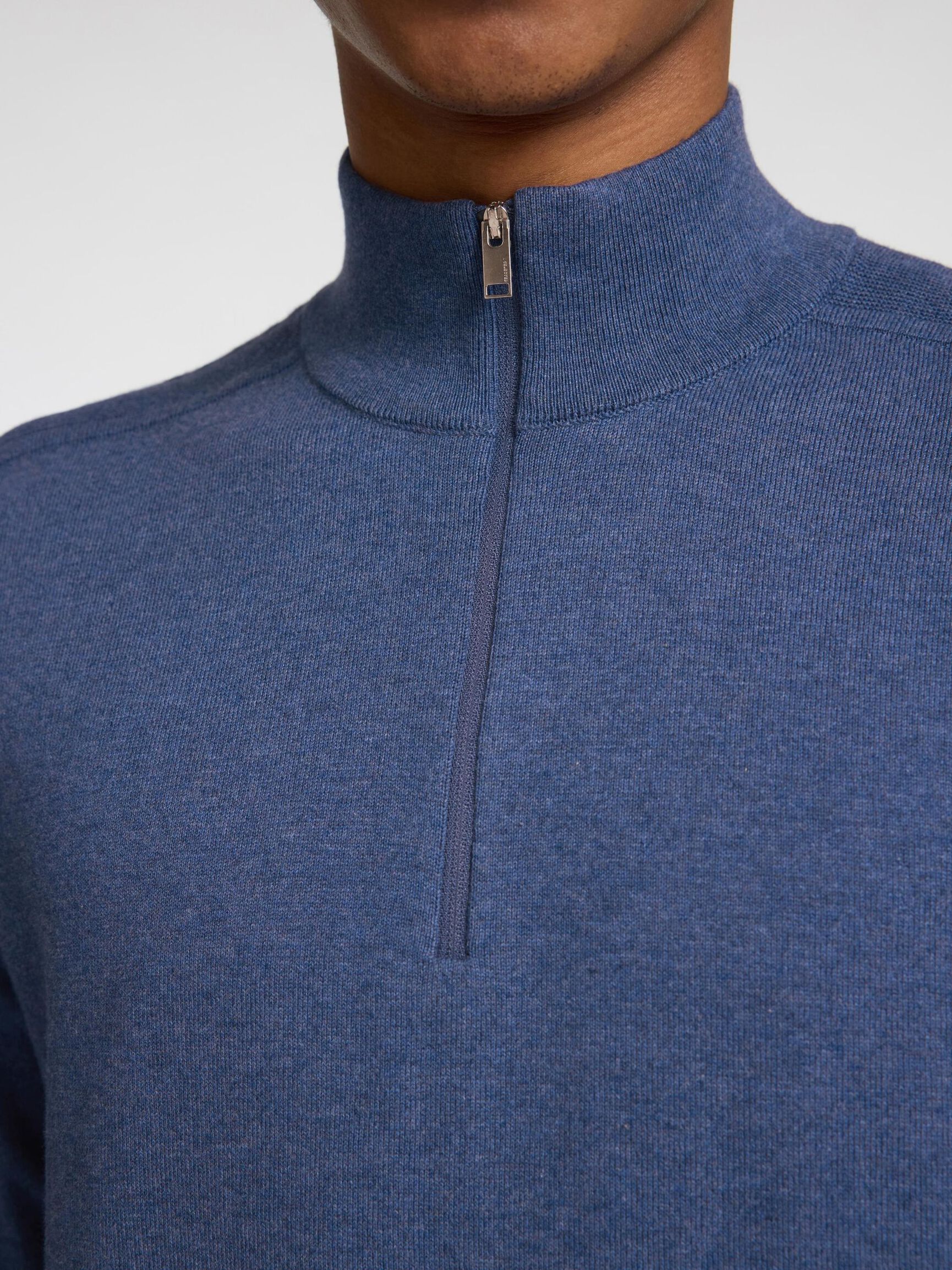 HALF-ZIP KNITTED JUMPER, Oceana, highres