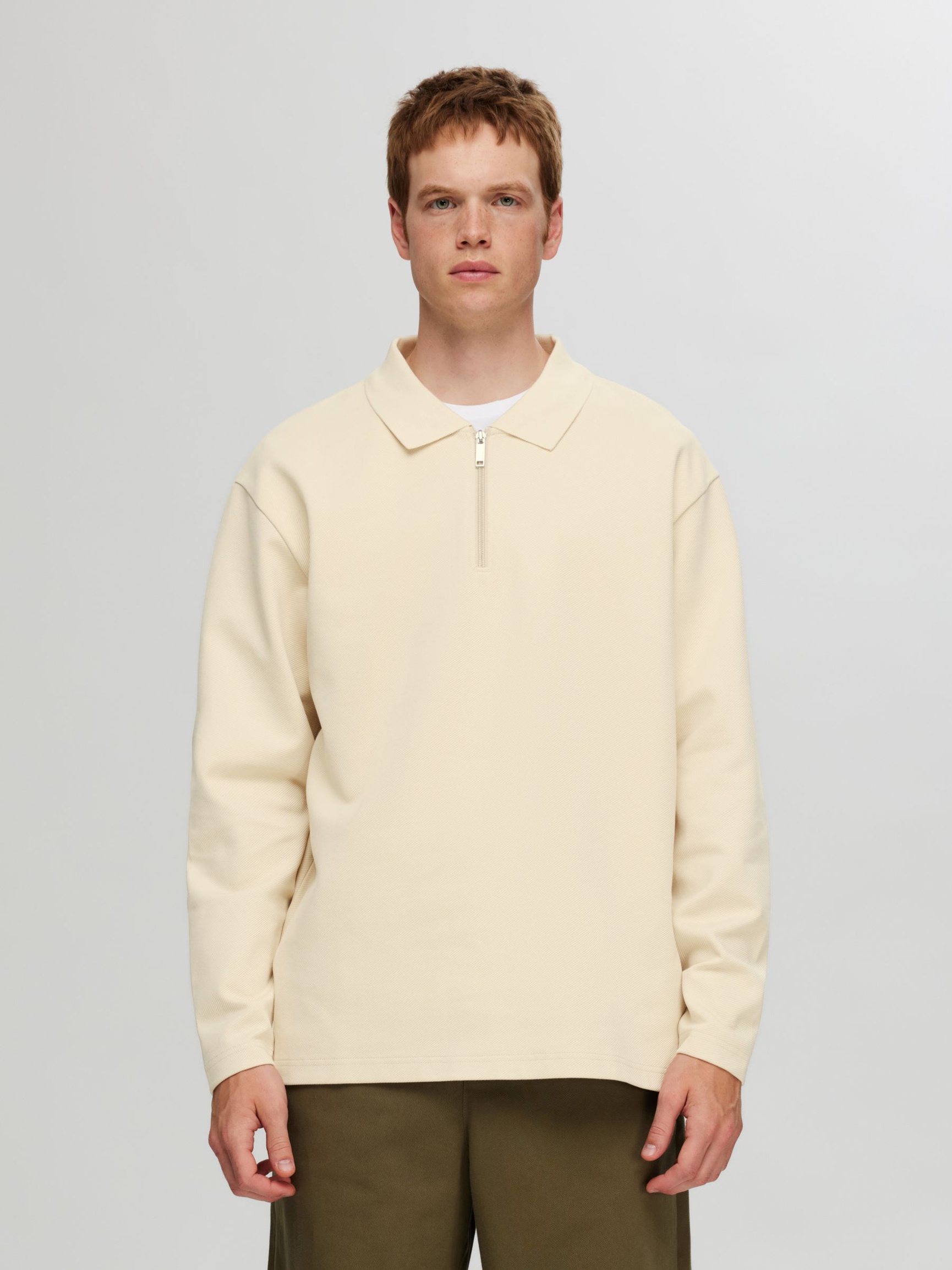 LÅNGÄRMAD SWEATSHIRT MED DRAGKEDJA, Fog, highres