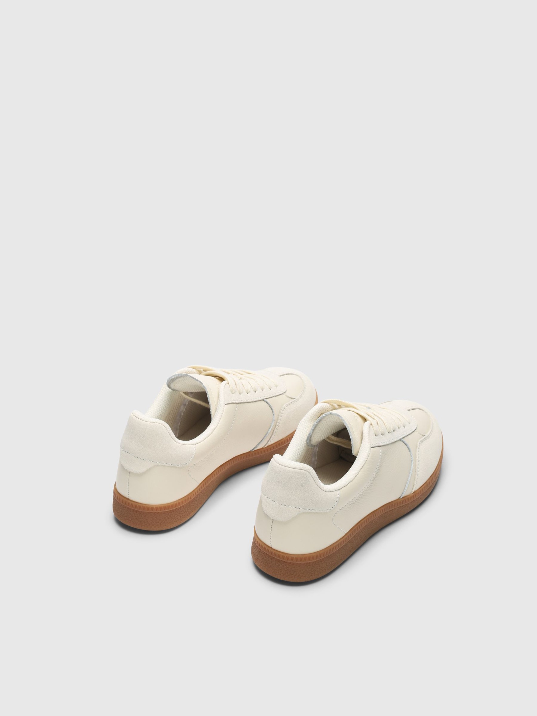 LÆDER LØBESKO MED LOW TOP, White, highres