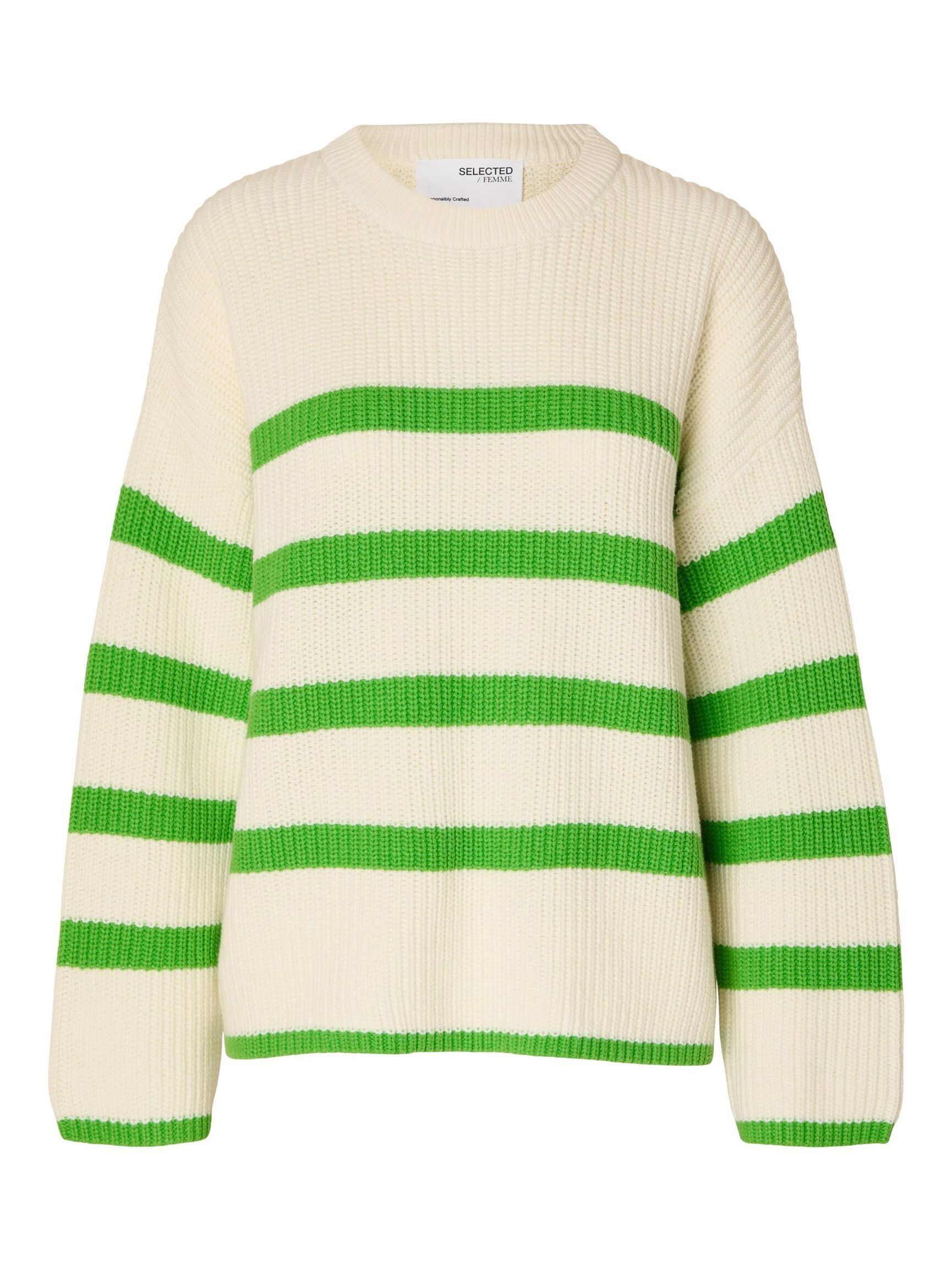 STRIPED KNITTED JUMPER, Snow White, highres