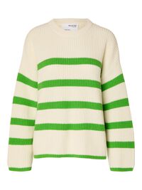 STRIPED KNITTED JUMPER, Snow White, highres