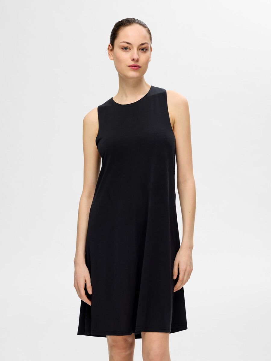 Selected SLEEVELESS MINI DRESS, Black, highres - 16093816_Black_003.jpg