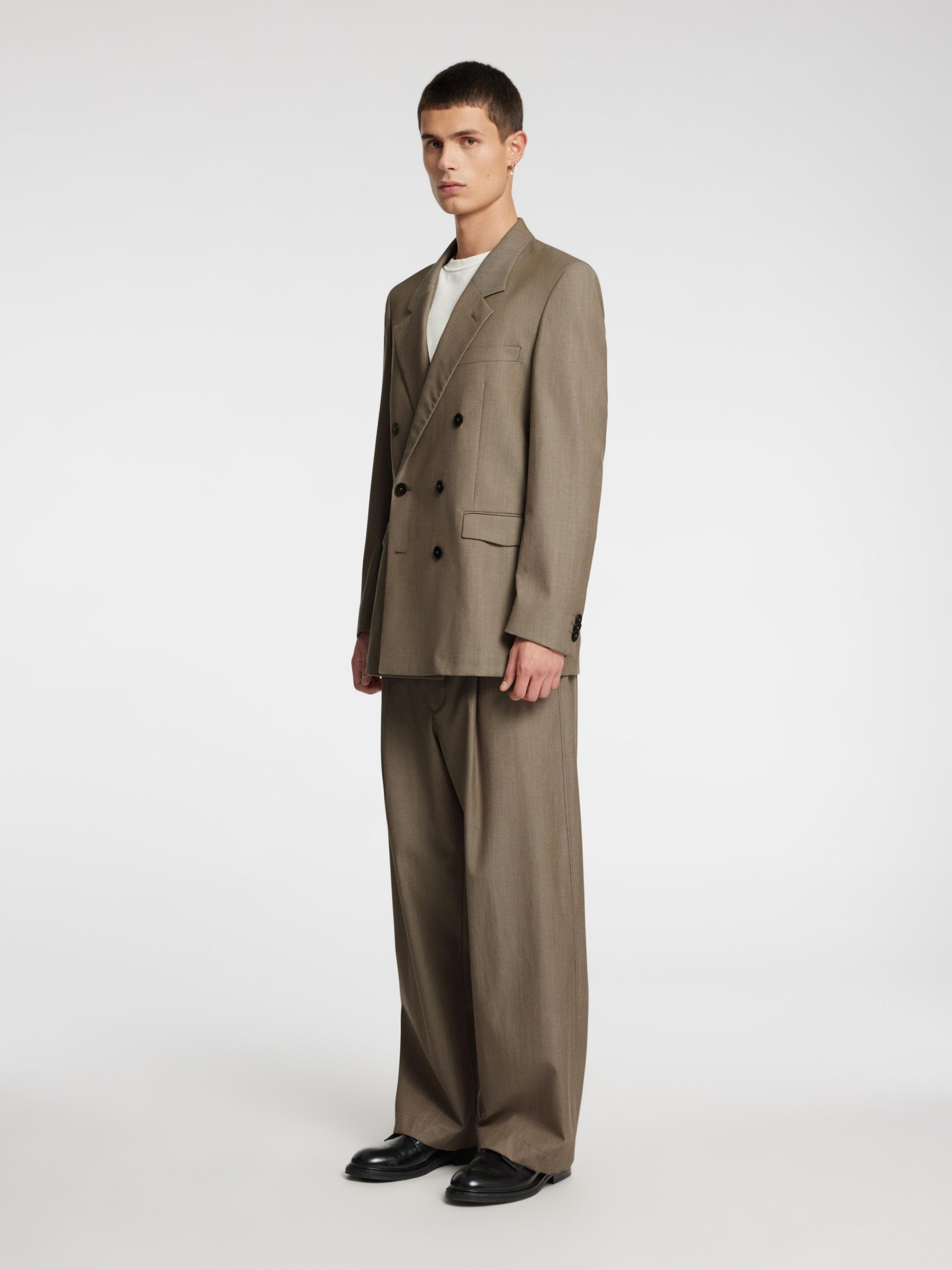 WOOL BLEND TROUSERS, Brindle, highres