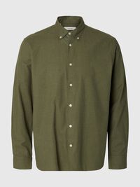 COTTON LONG SLEEVED SHIRT, Vetiver, highres