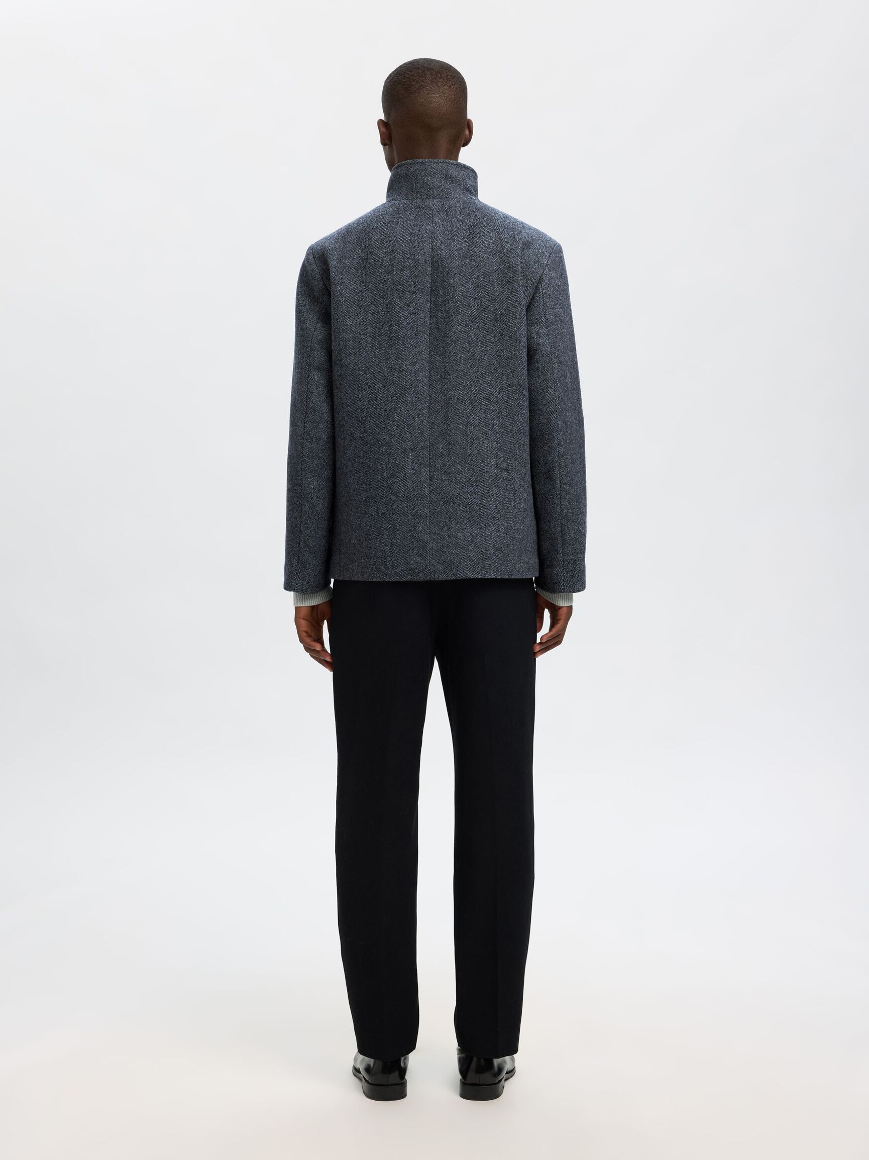 WOOL BLEND JACKET, Black, highres