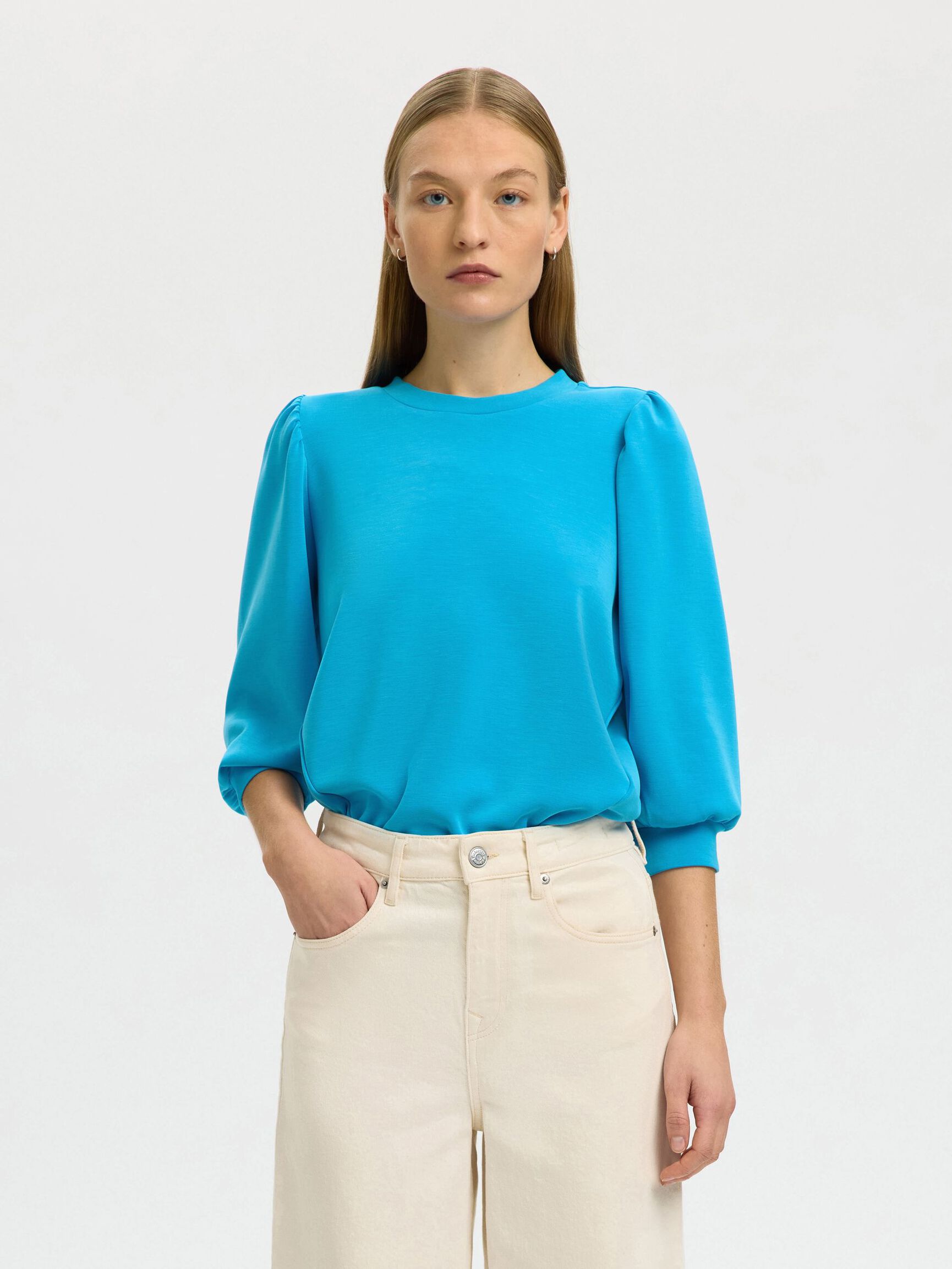 PUFFÄRMEL SWEATSHIRT, Malibu Blue, highres
