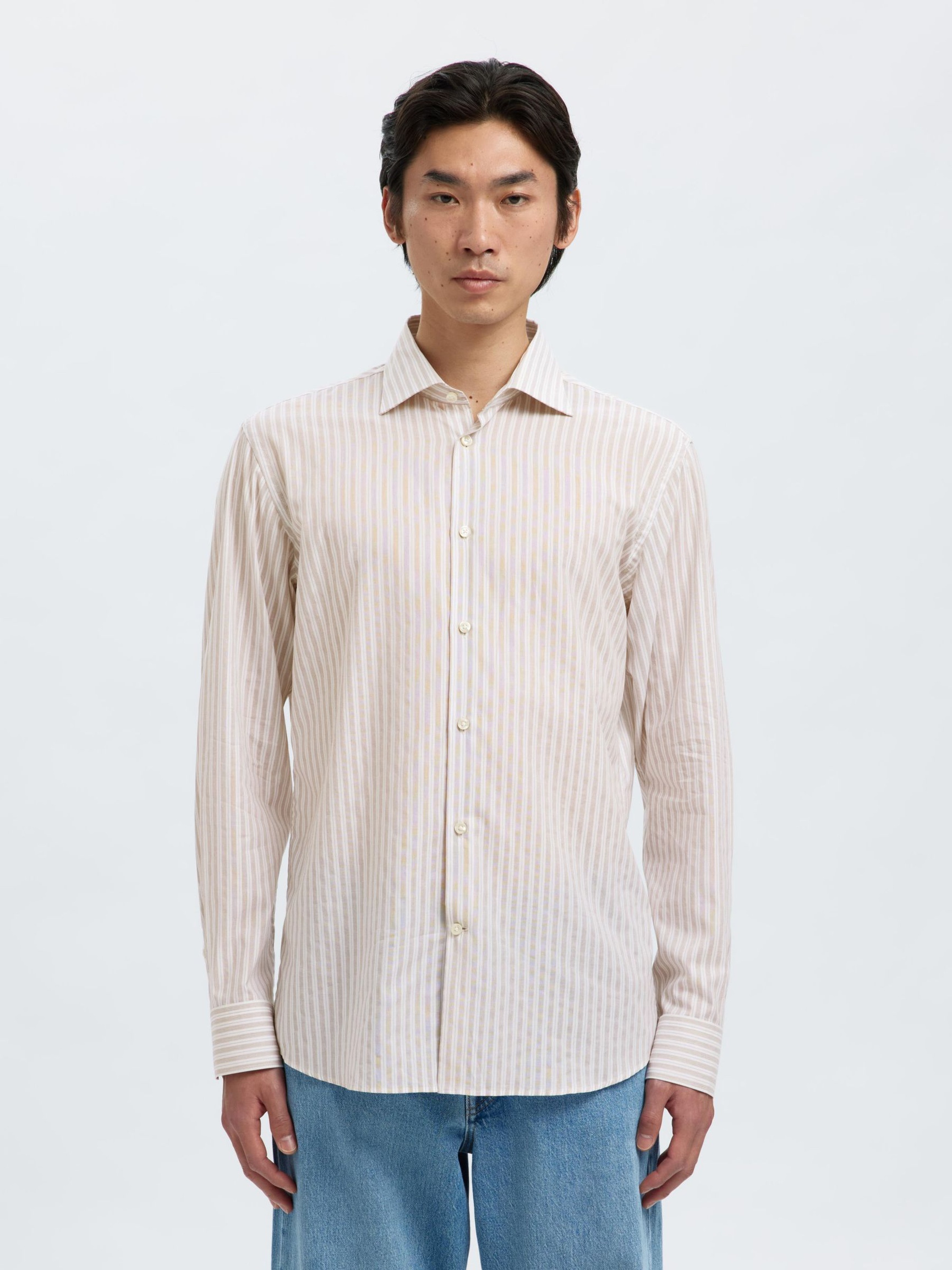 COTTON SLIM FIT SHIRT, Bright White, highres