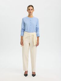 100% MERINO WOOL KNITTED CARDIGAN, Cashmere Blue, highres