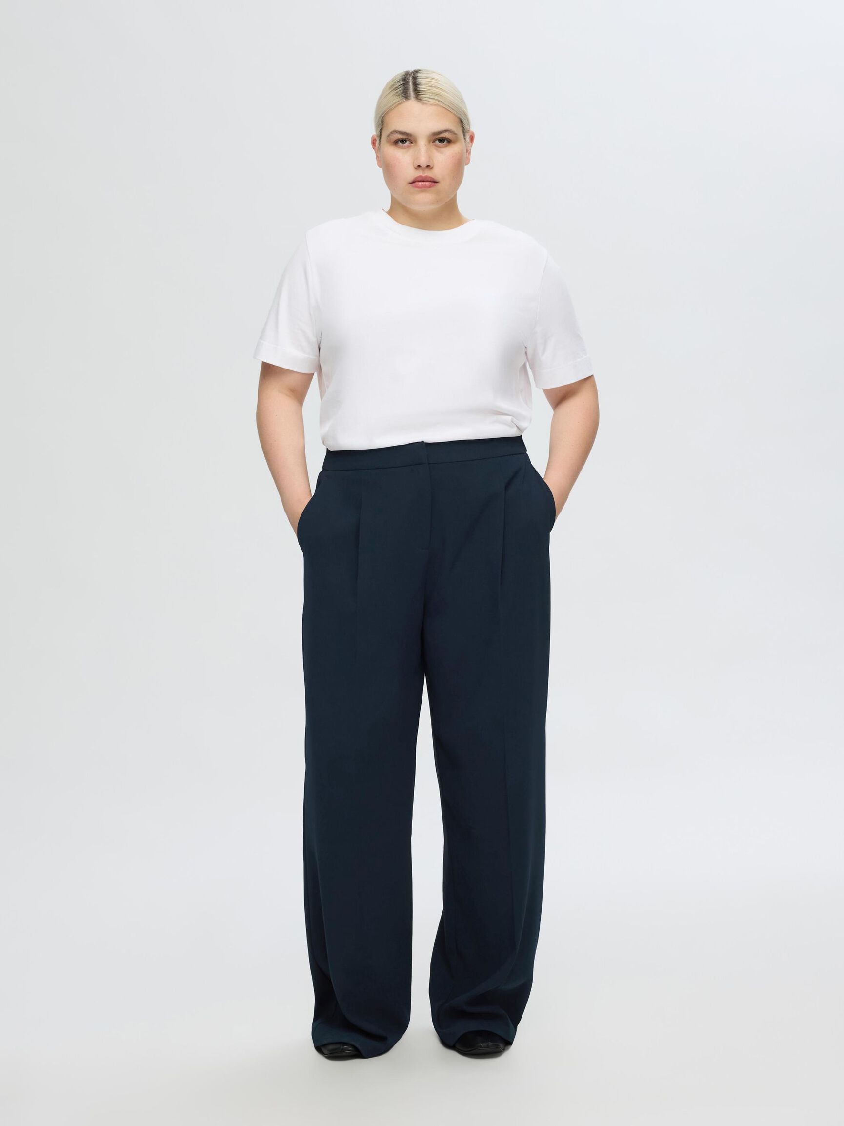 PANTALONI GAMBA AMPIA, Dark Sapphire, highres
