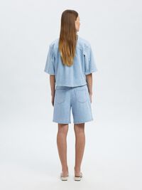 HIGH WAISTED DENIM SHORTS, Light Blue Denim, highres