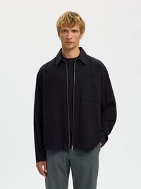 RELAXED FIT OVERSHIRT, Black, highres