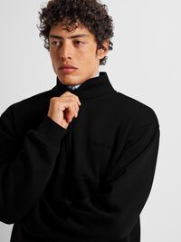 HALF-ZIP PULLOVER, Black, highres