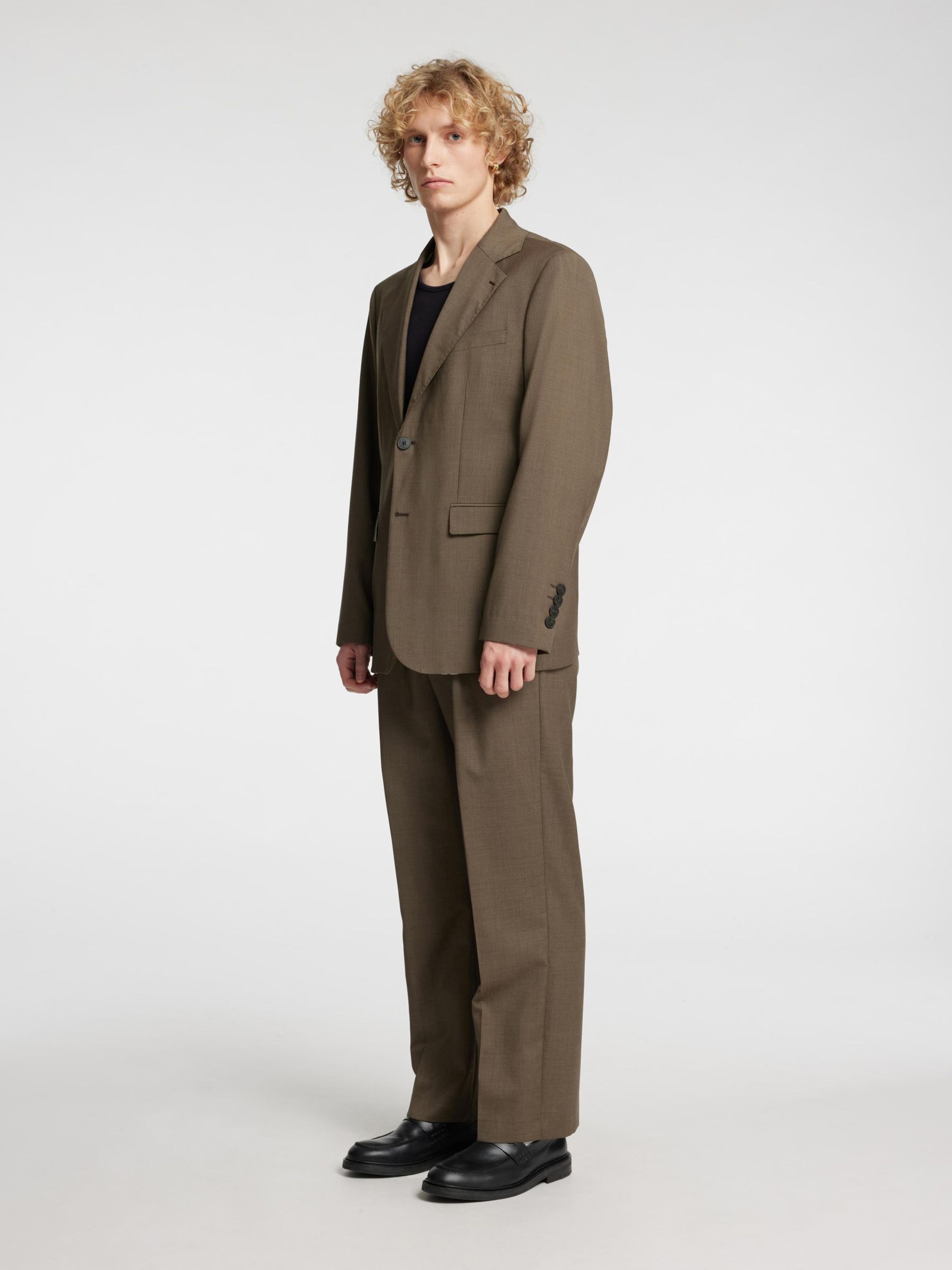 RELAXED FIT WOLL BLAZER, Brindle, highres