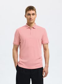 ZIPPER POLO SHIRT, Rose Tan, highres