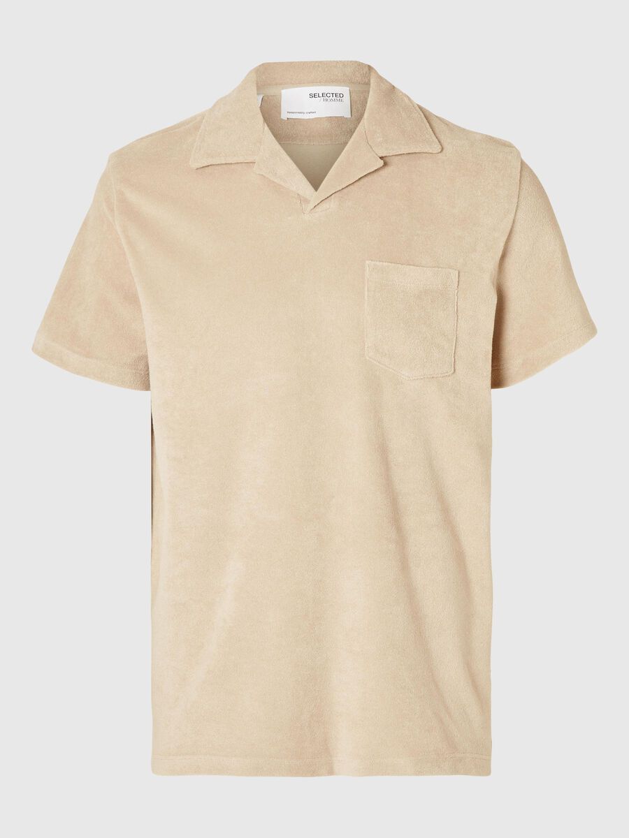 Selected BAUMWOLLMIX KURZARM POLO SHIRT, Pure Cashmere, highres - 16090760_PureCashmere_001.jpg