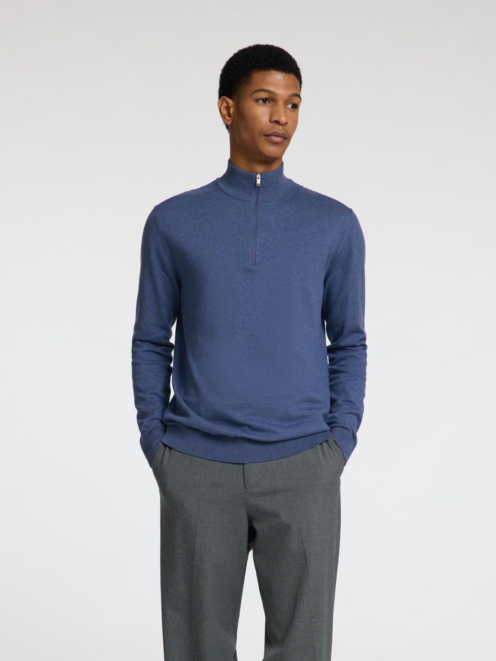 HALF-ZIP KNITTED JUMPER, Oceana, highres