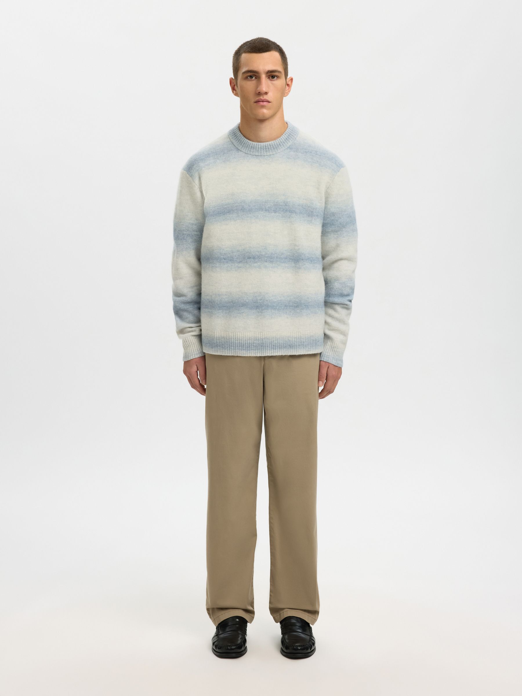 RELAXED FIT KNITTED PULLOVER, Dusty Blue, highres