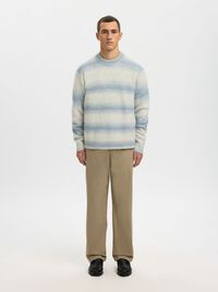 RELAXED FIT KNITTED PULLOVER, Dusty Blue, highres