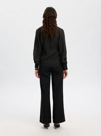 V-NECK LONG SLEEVED BLOUSE, Black, highres
