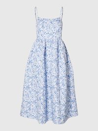 FLORAL PRINTED SLEEVELESS MIDI DRESS, Sky Blue, highres