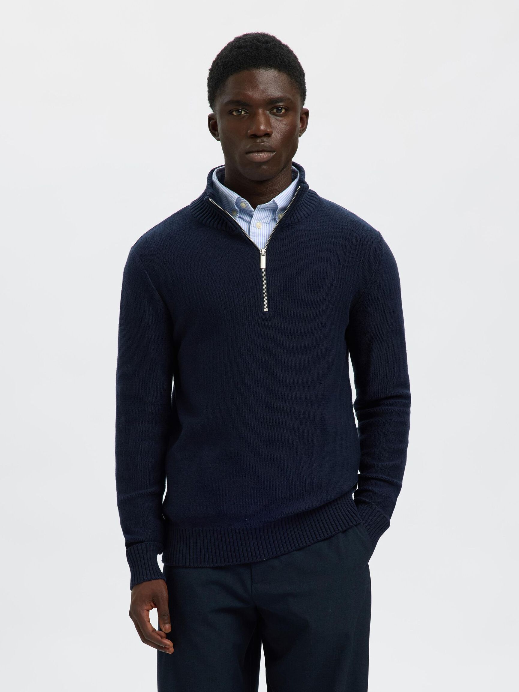 HALF-ZIP PULLOVER, Sky Captain, highres