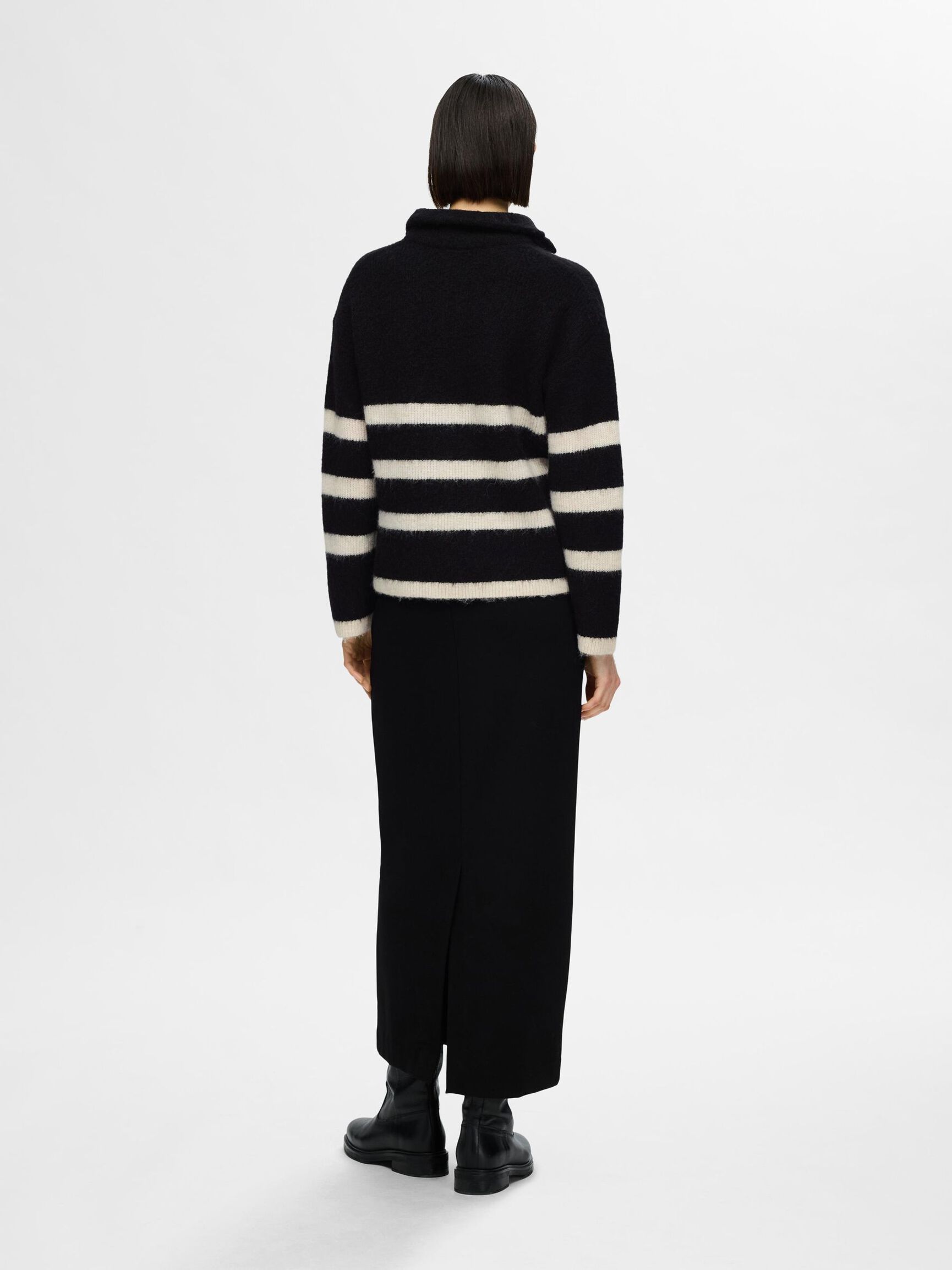 EN LAINE MÉLANGÉE À FERMETURE ÉCLAIR PULLOVER, Black, highres