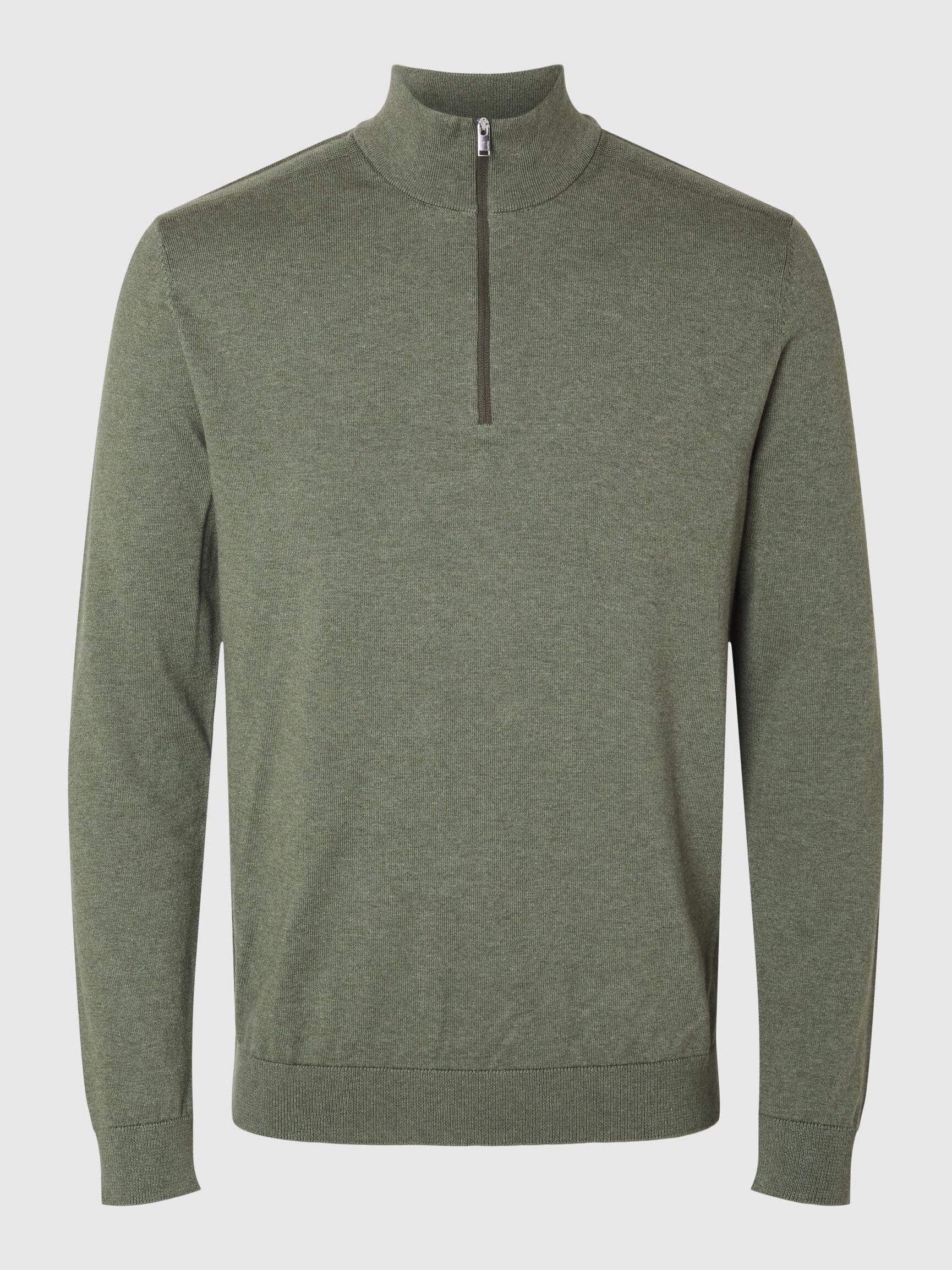 HALF-ZIP STRICKPULLOVER, Kalamata, highres