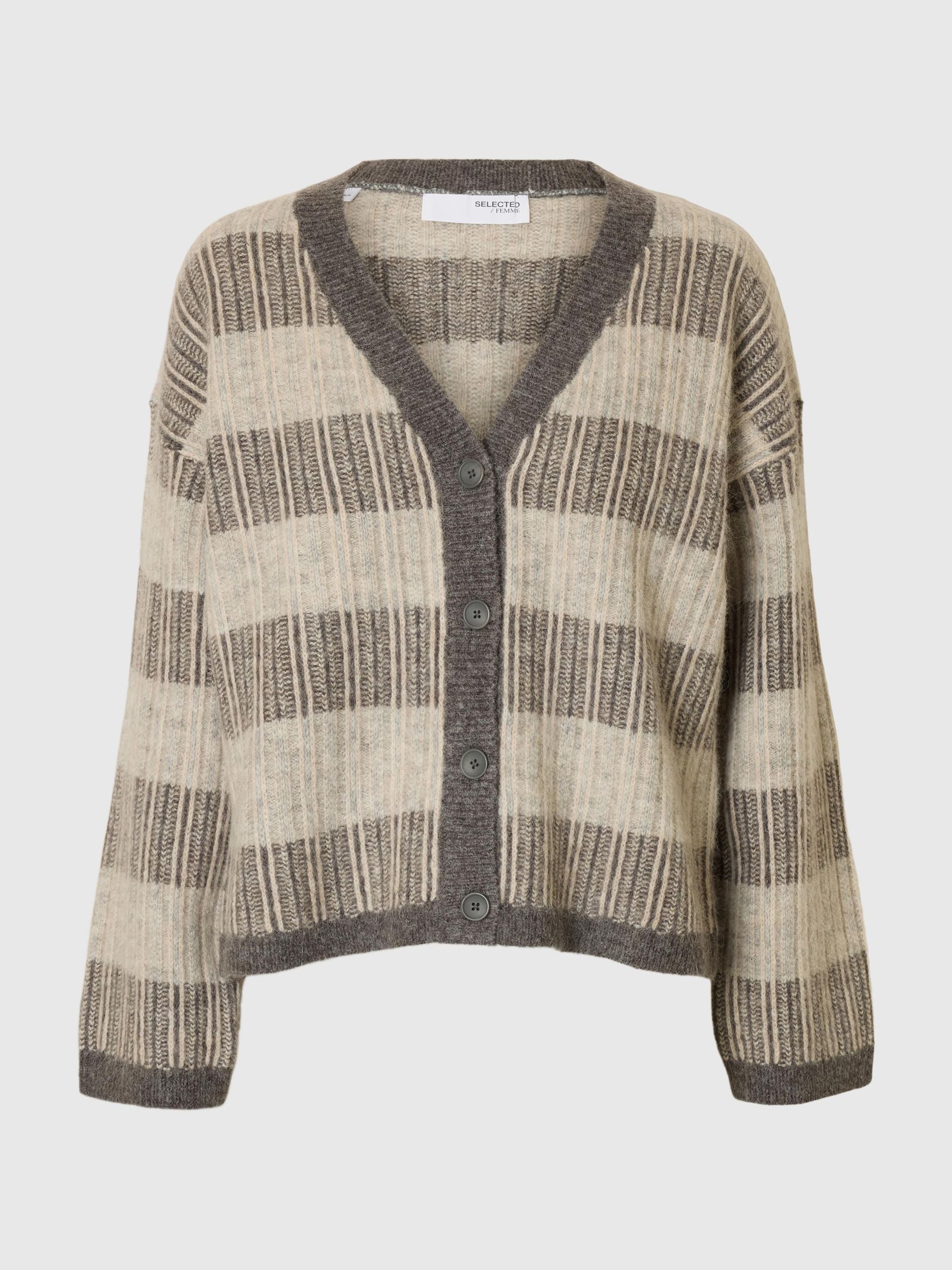WOLLMIX STRICKJACKE, Medium Grey Melange, highres