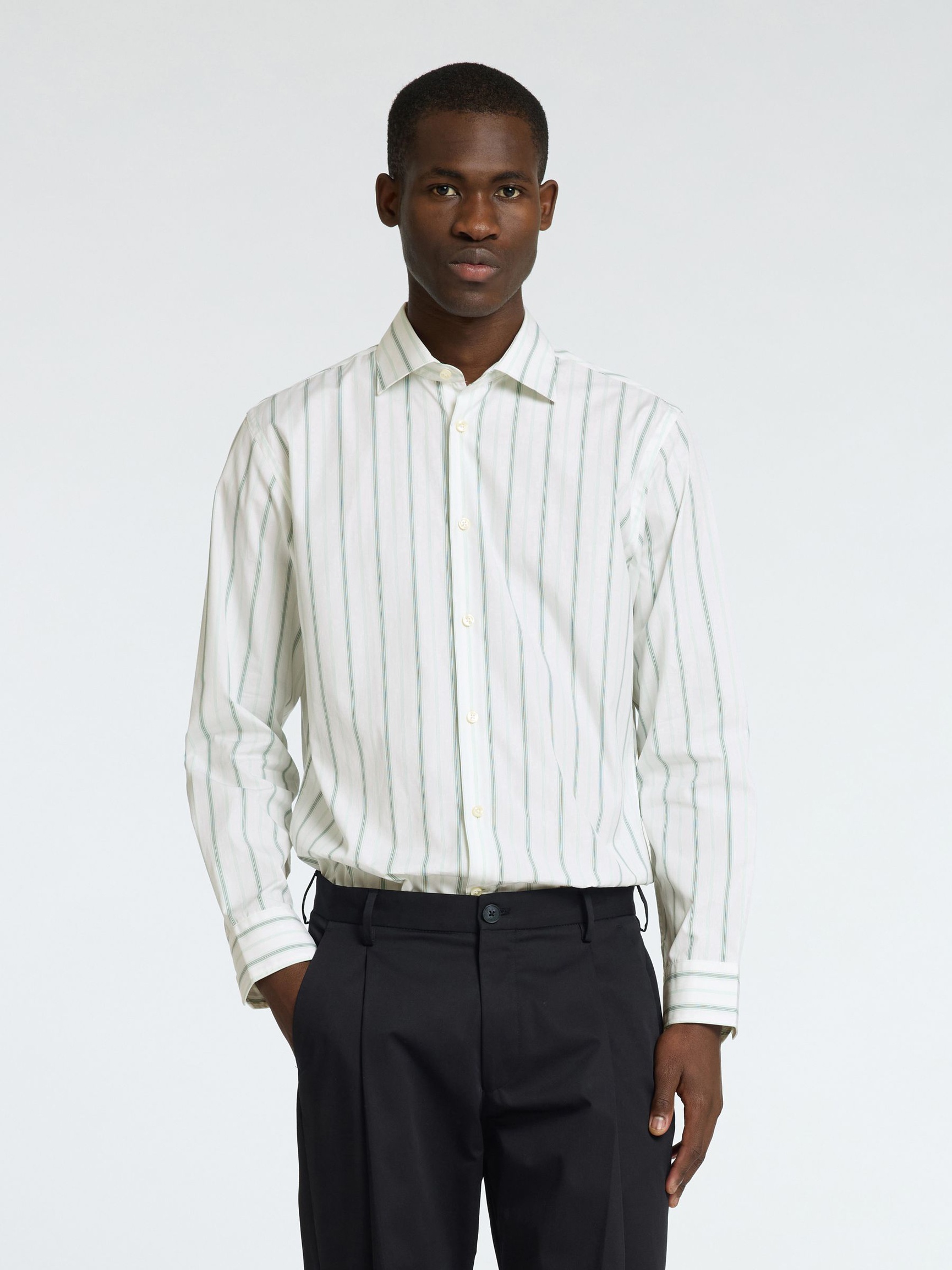 GESTREIFTES SLIM FIT HEMD, Bright White, highres