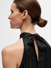 HALTER PLISSÉ JUMPSUIT, Black, highres