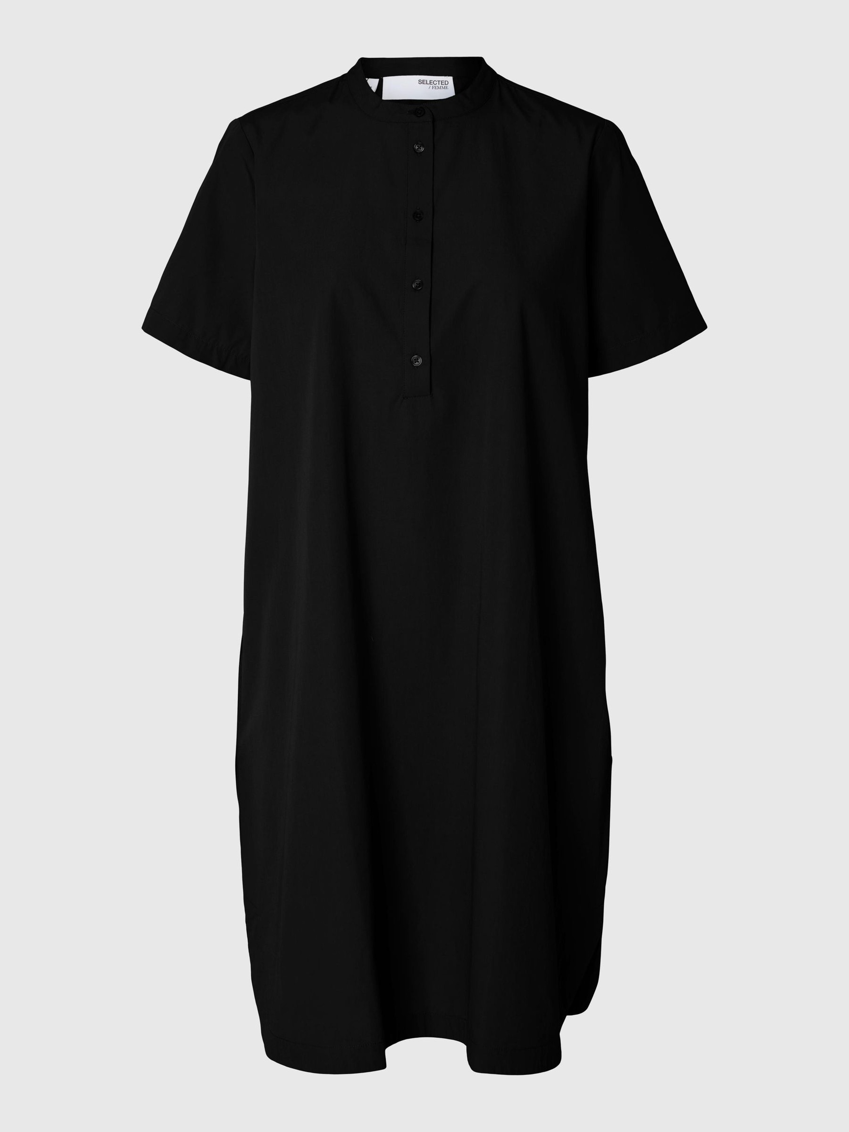 COTTON MINI DRESS, Black, highres