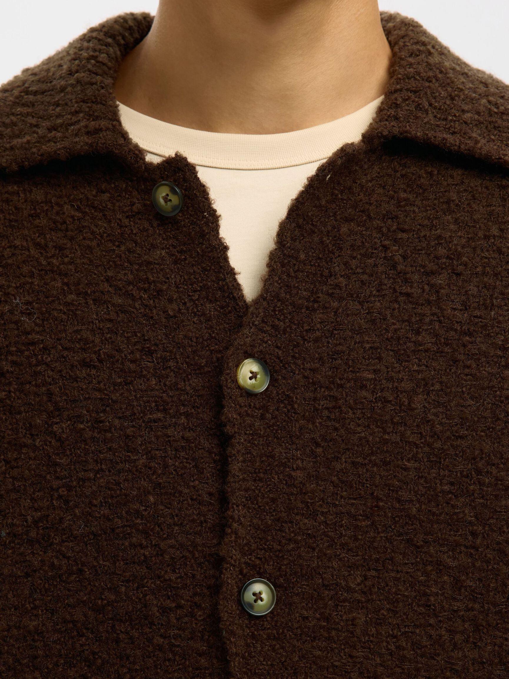 WOOL BLEND KNITTED CARDIGAN, Demitasse, highres