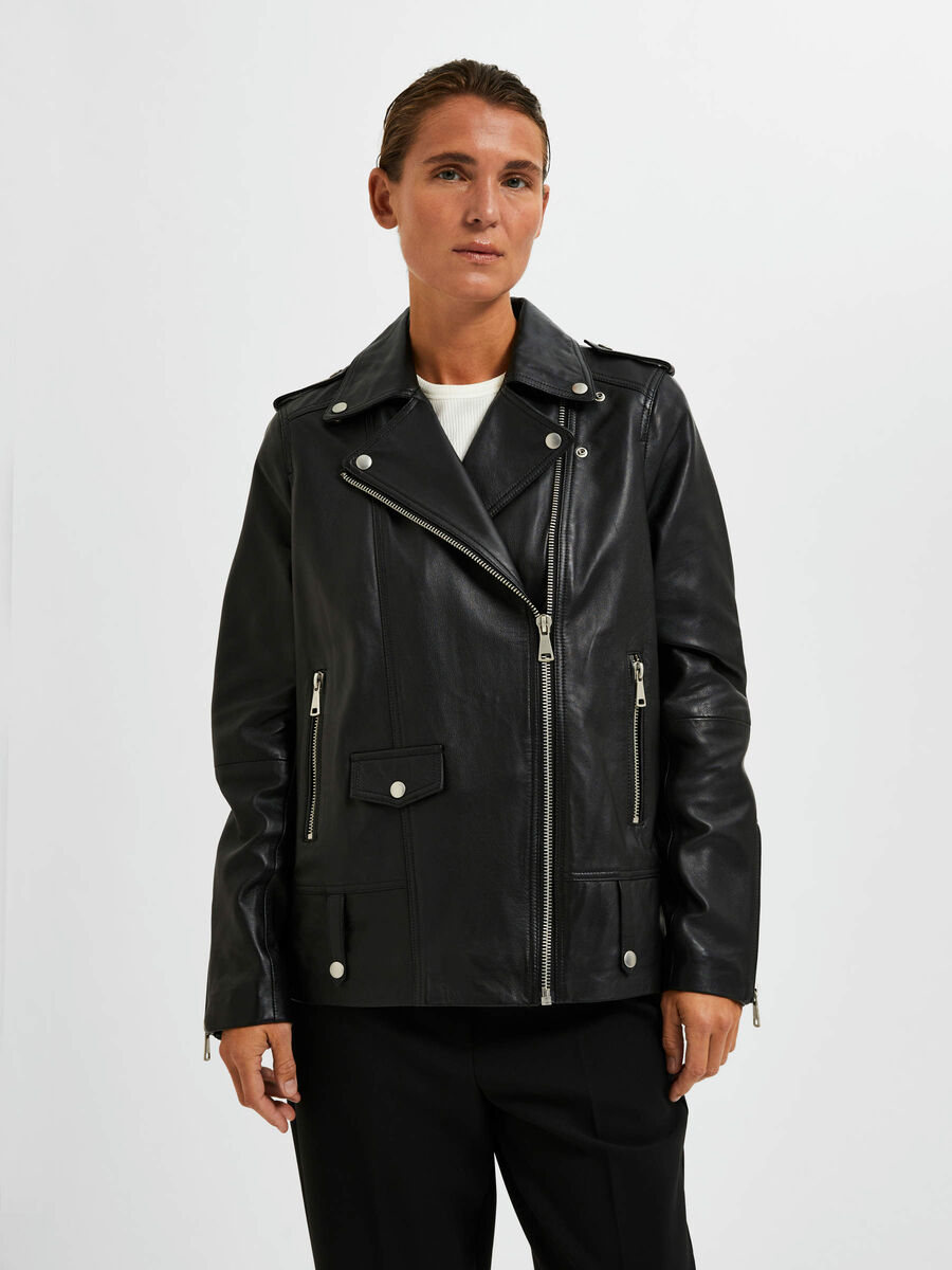 Selected OVERSIZED LEATHER JACKET, Black, highres - 16063204_Black_003.jpg