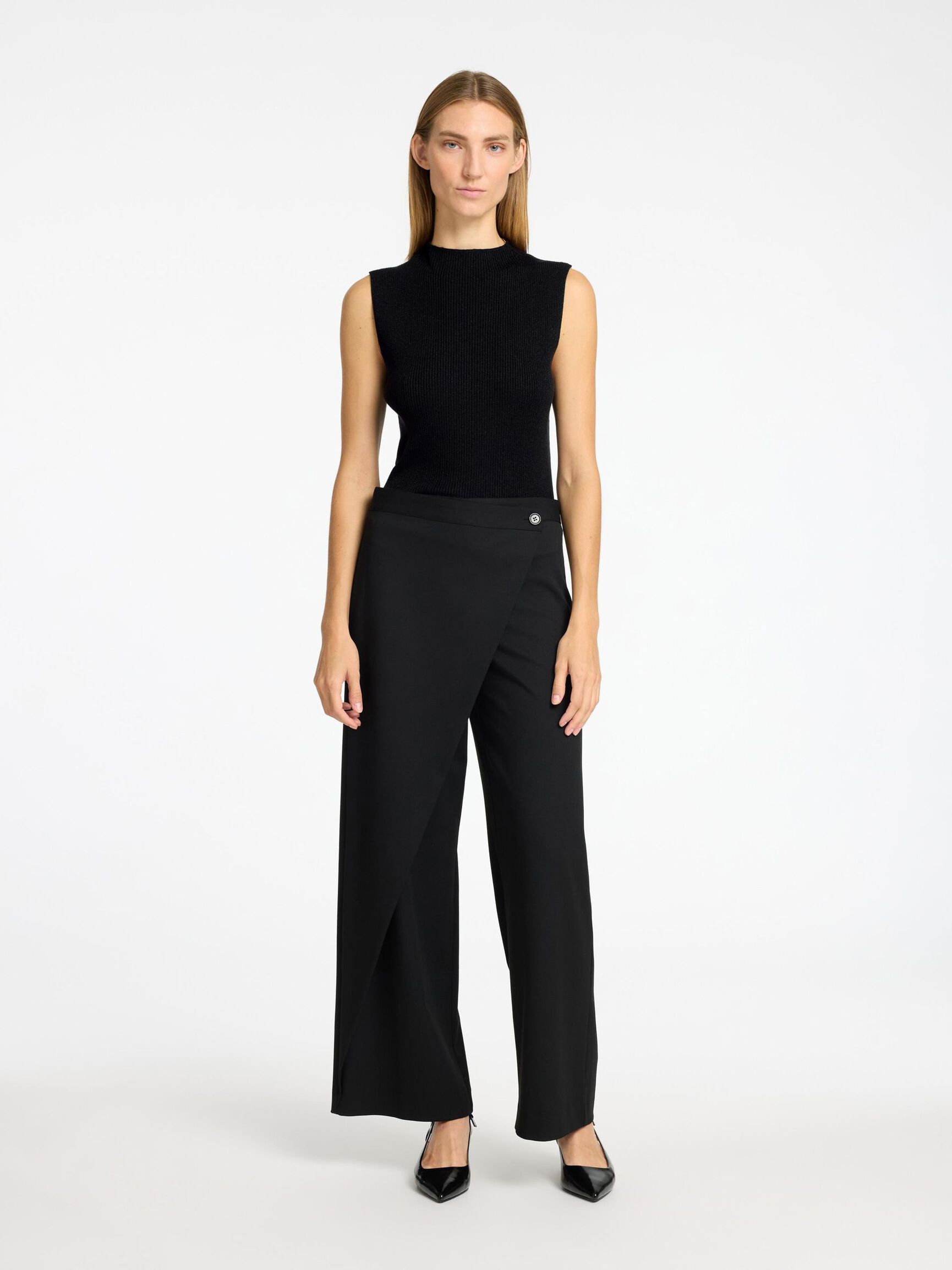 PAILLETTE TOP SANS MANCHES, Black, highres
