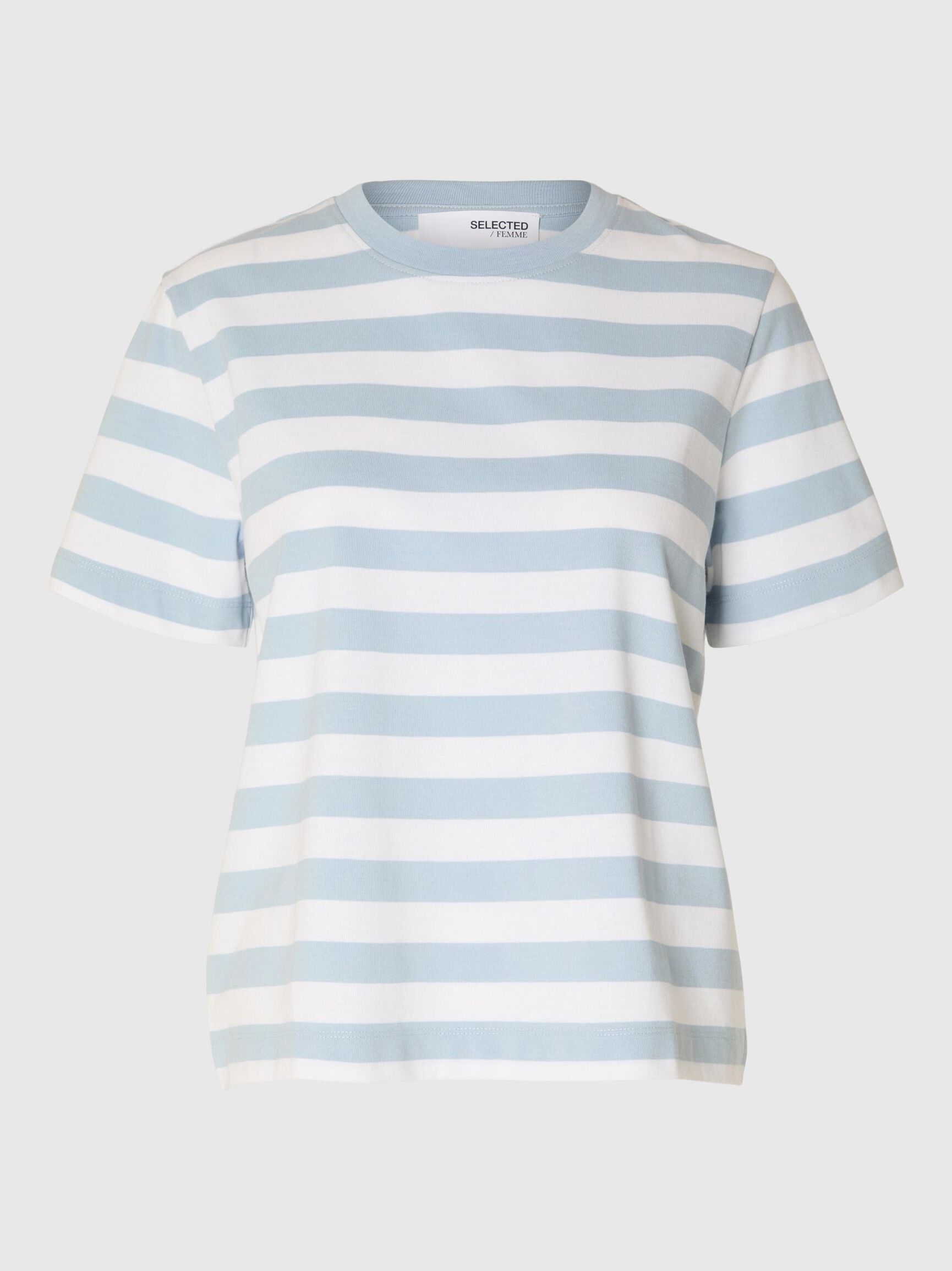 GESTREEPT BOXY T-SHIRT, Cashmere Blue, highres