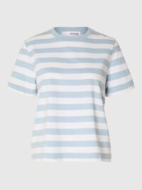 GESTREEPT BOXY T-SHIRT, Cashmere Blue, highres